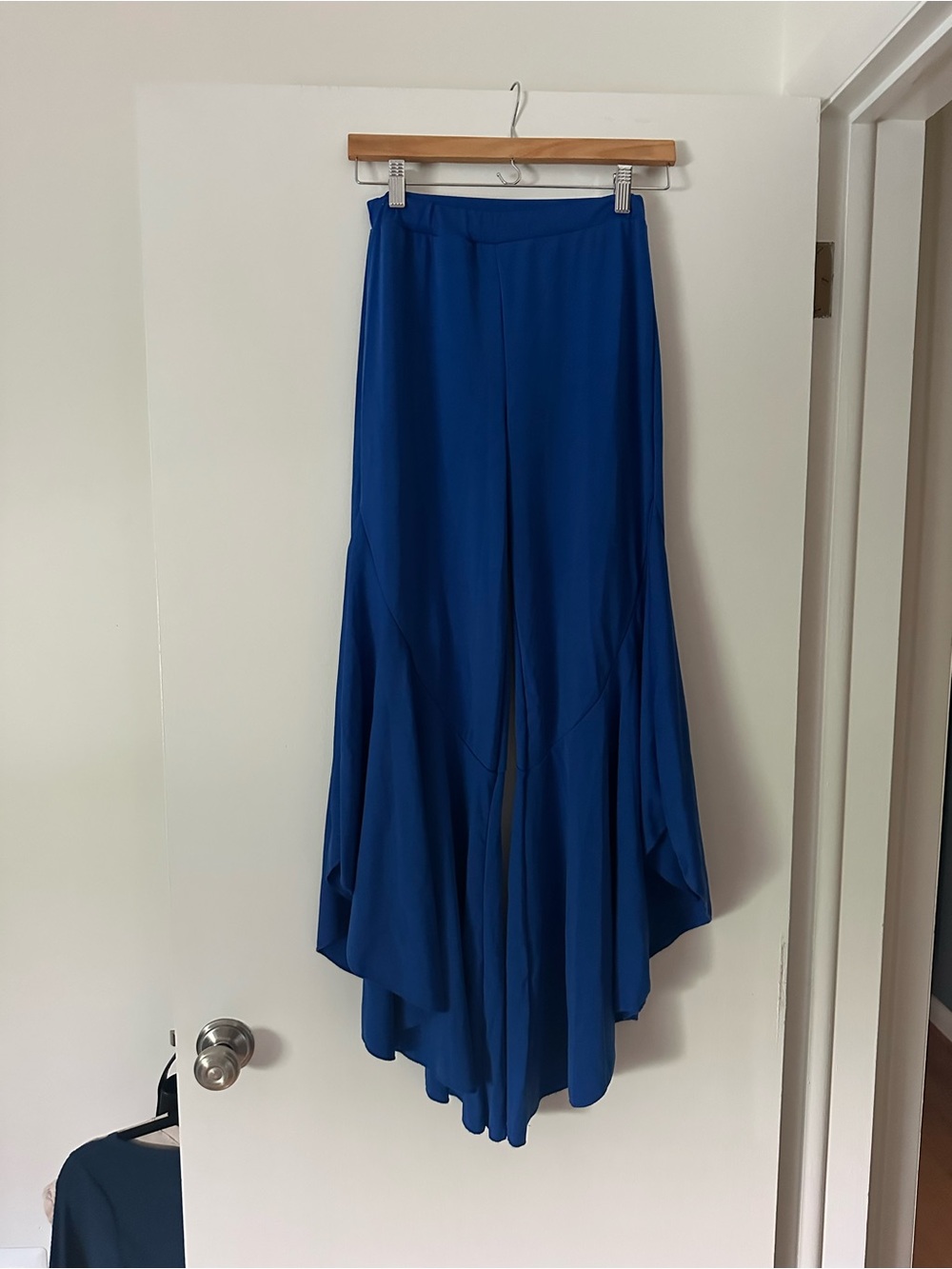 Wide Leg Draped Palazzo Pants - Royal Blue